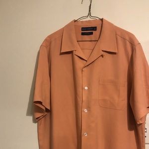 Grant Thomas Peach Pure Silk Shirt (Large)